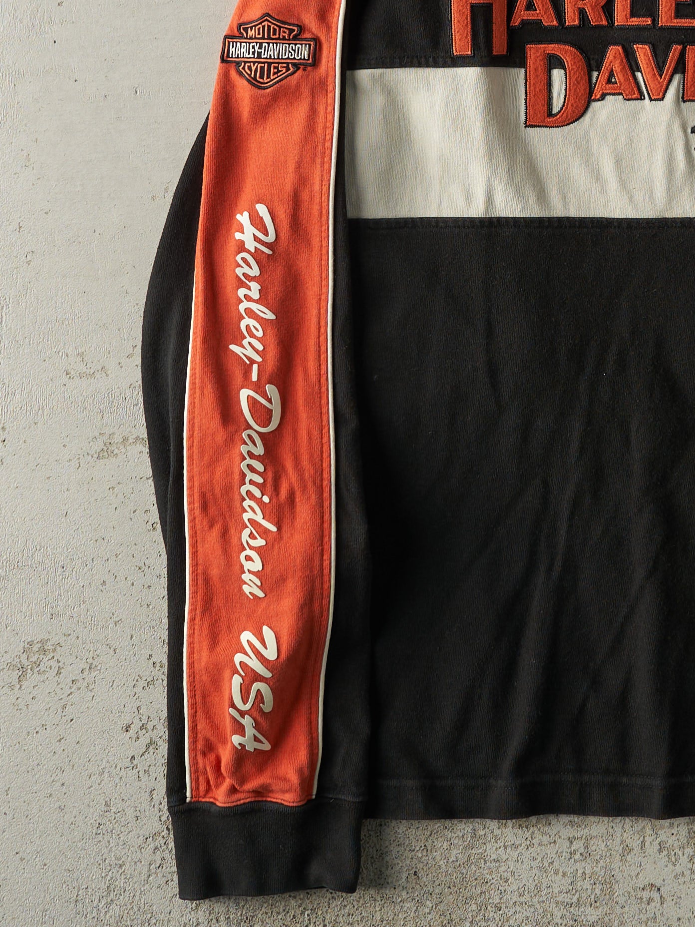 Vintage Y2K Black Embroidered Harley Davidson Long Sleeve (L) - Image 4