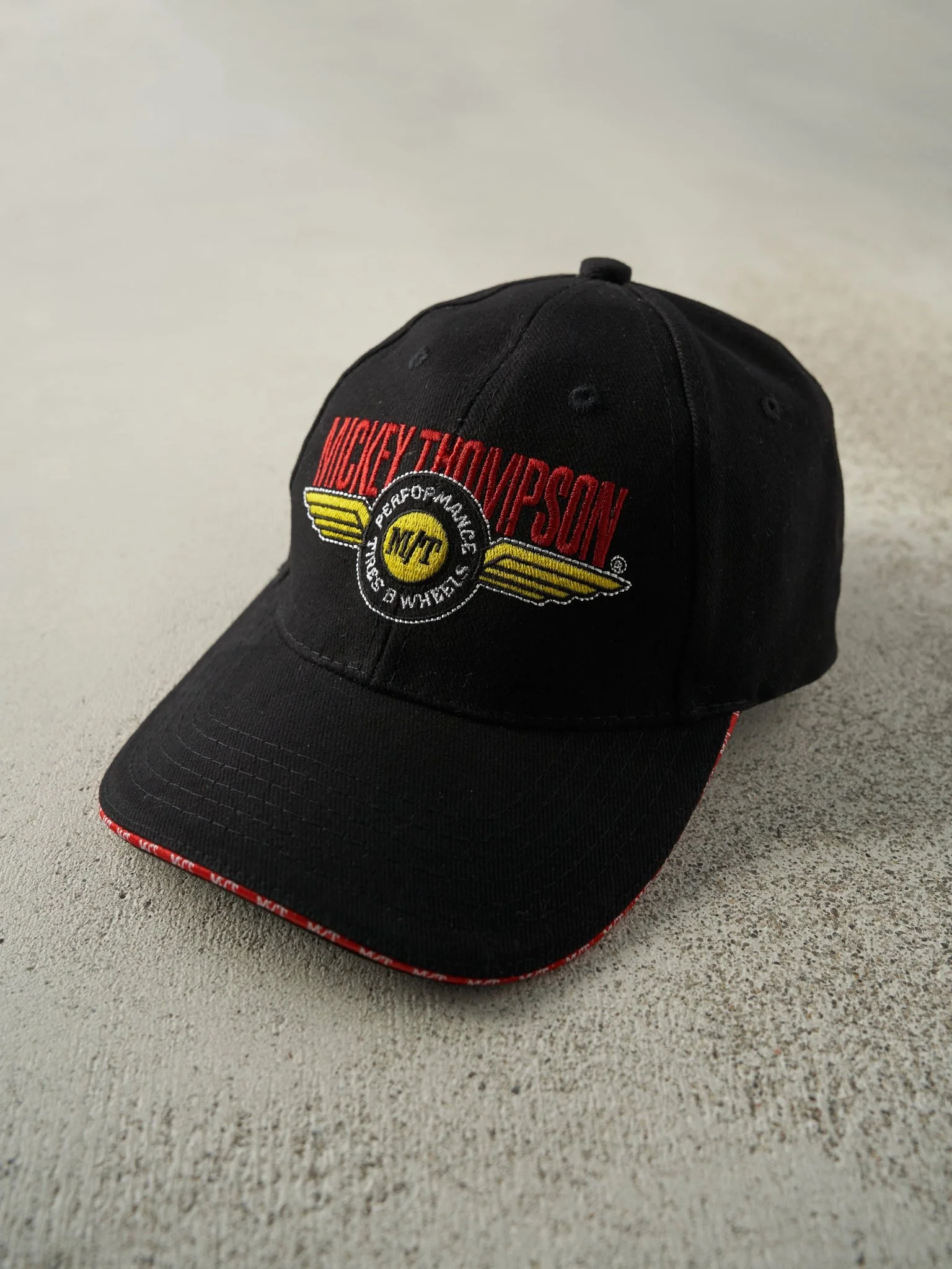 Vintage Y2K Black Embroidered Mickey Thompson Strapback Hat - Image 2