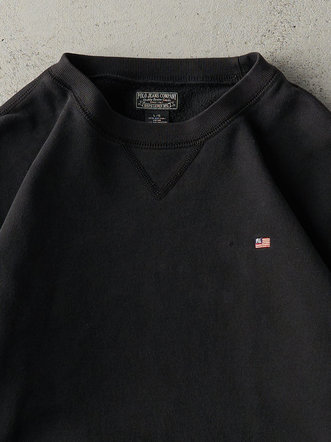 Vintage Y2K Black Embroidered Polo Jeans Co Ralph Lauren Crewneck (L) - Image 2