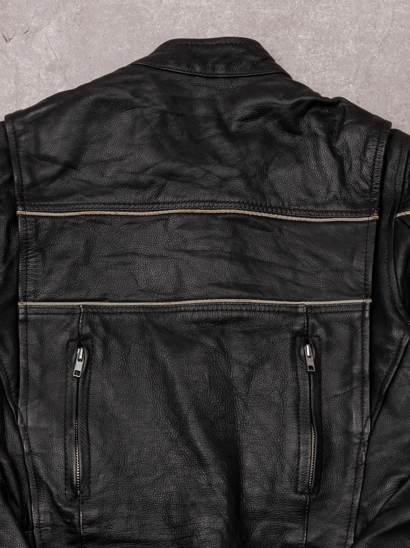 Vintage Y2K Black + Grey Motorcycle Jacket (XS/S) - Image 5