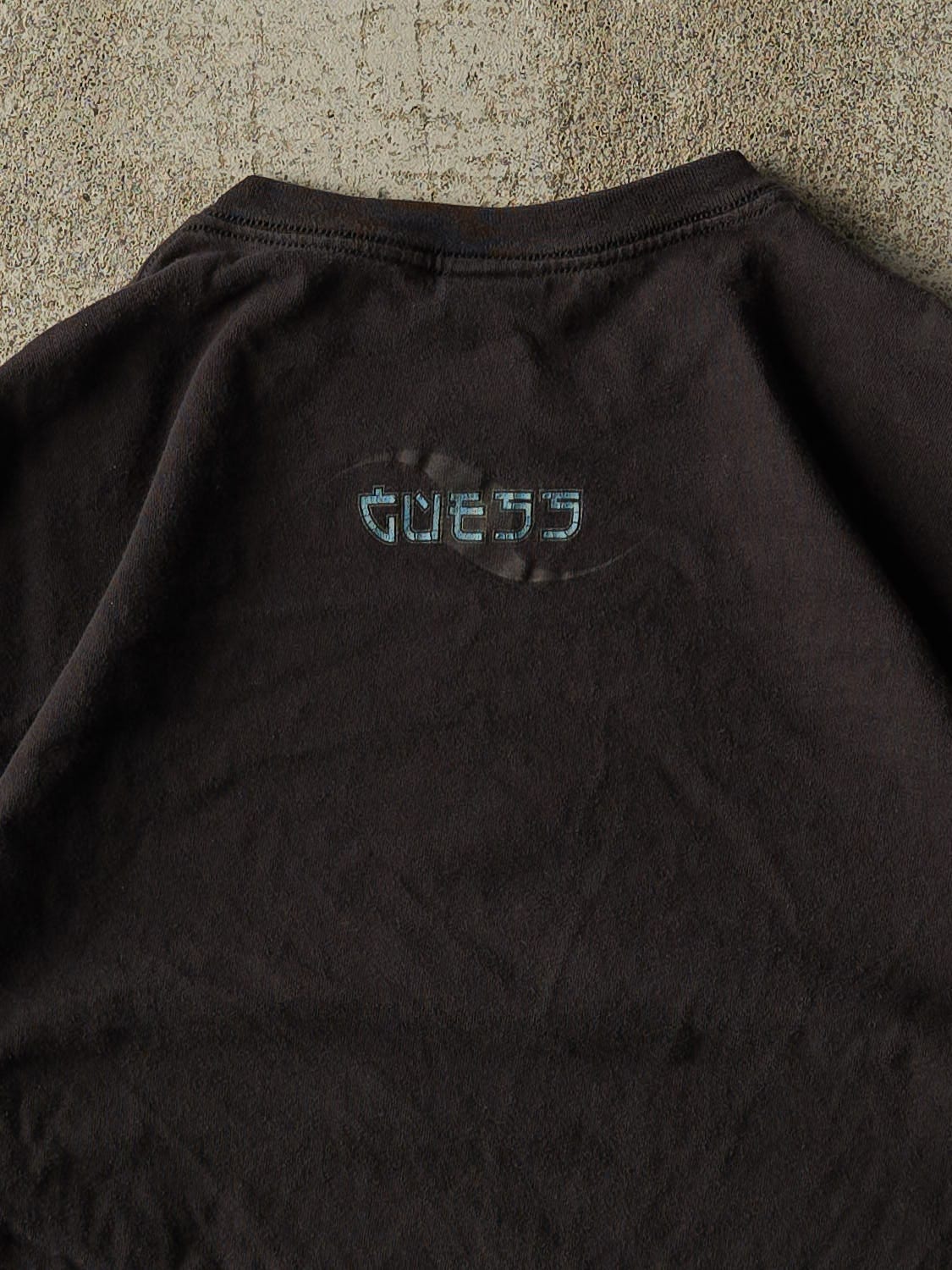 Vintage 90s Faded Black Guess Jeans Long Sleeve (L/XL) - Image 4