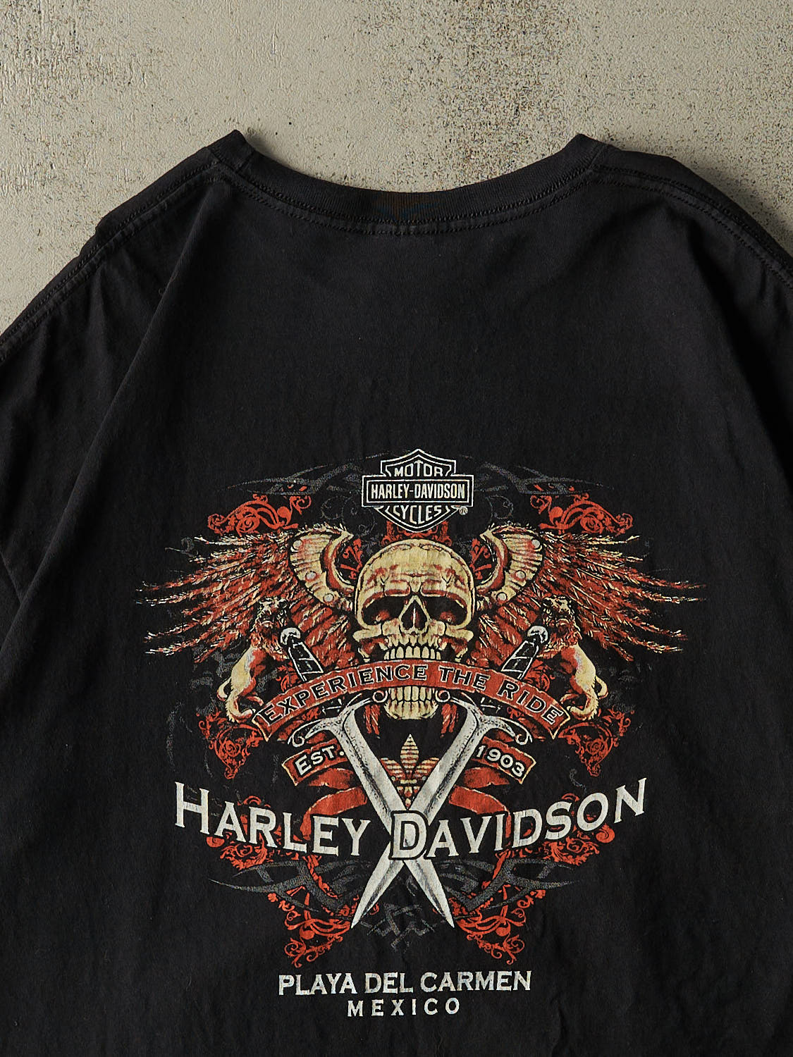 Vintage Y2K Black Harley Davidson Playa Del Carmen Mexico Tee (L/XL) - Image 4