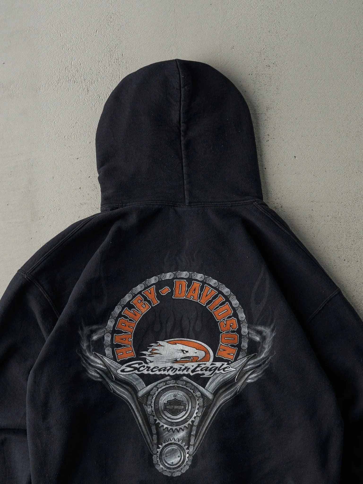 Vintage Y2K Black Harley Davidson Screaming Eagle Hoodie (L) - Image 4