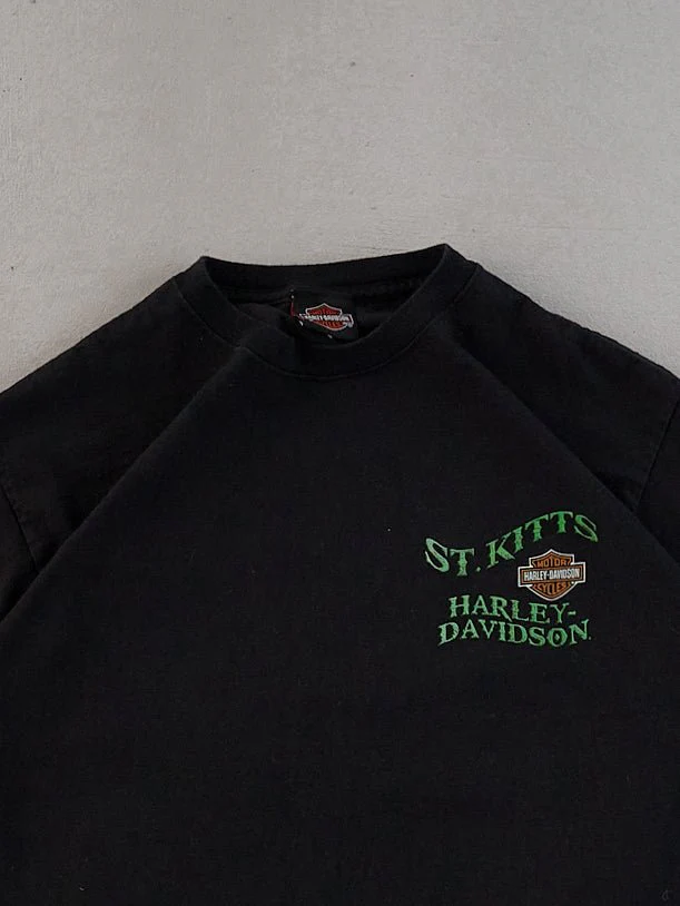 Vintage Y2k Black Harley Davidson St Kitt Graphic Tee (M) - Image 4