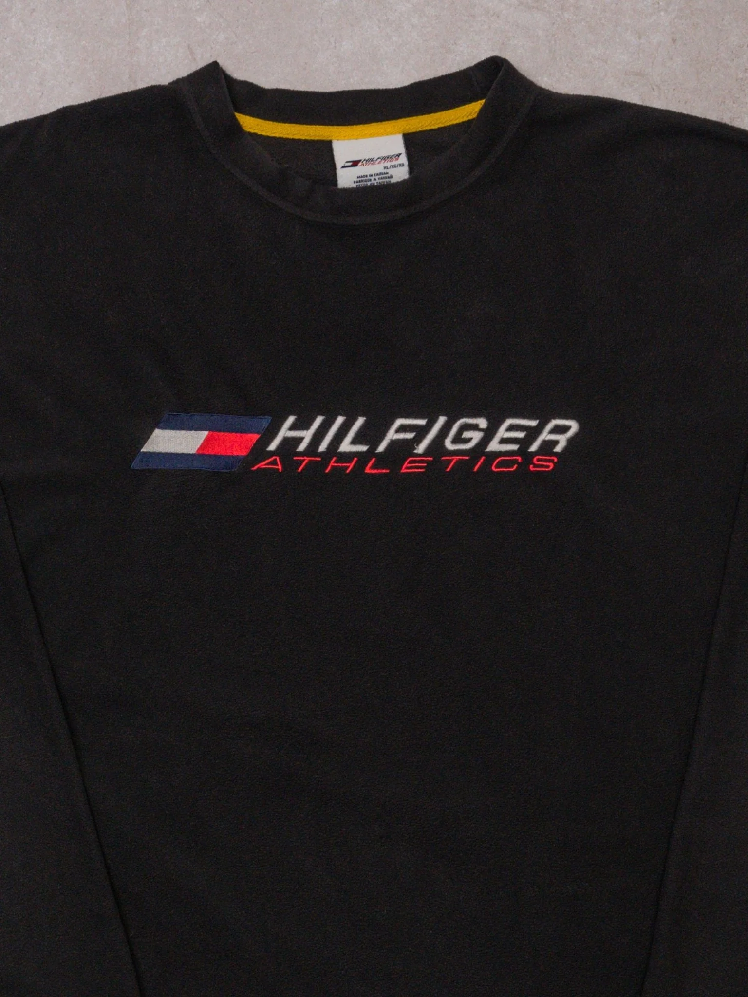 Vintage Y2K Black Hilfiger Athletics Fleece Sweater (XL) - Image 2