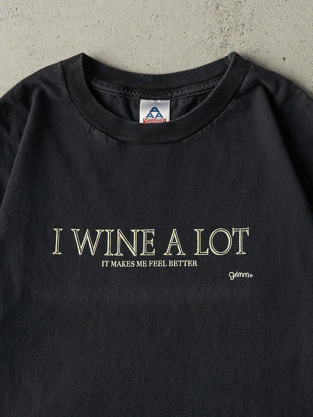 Vintage Y2K Black "I Wine A Lot" Tee (M) - Image 2