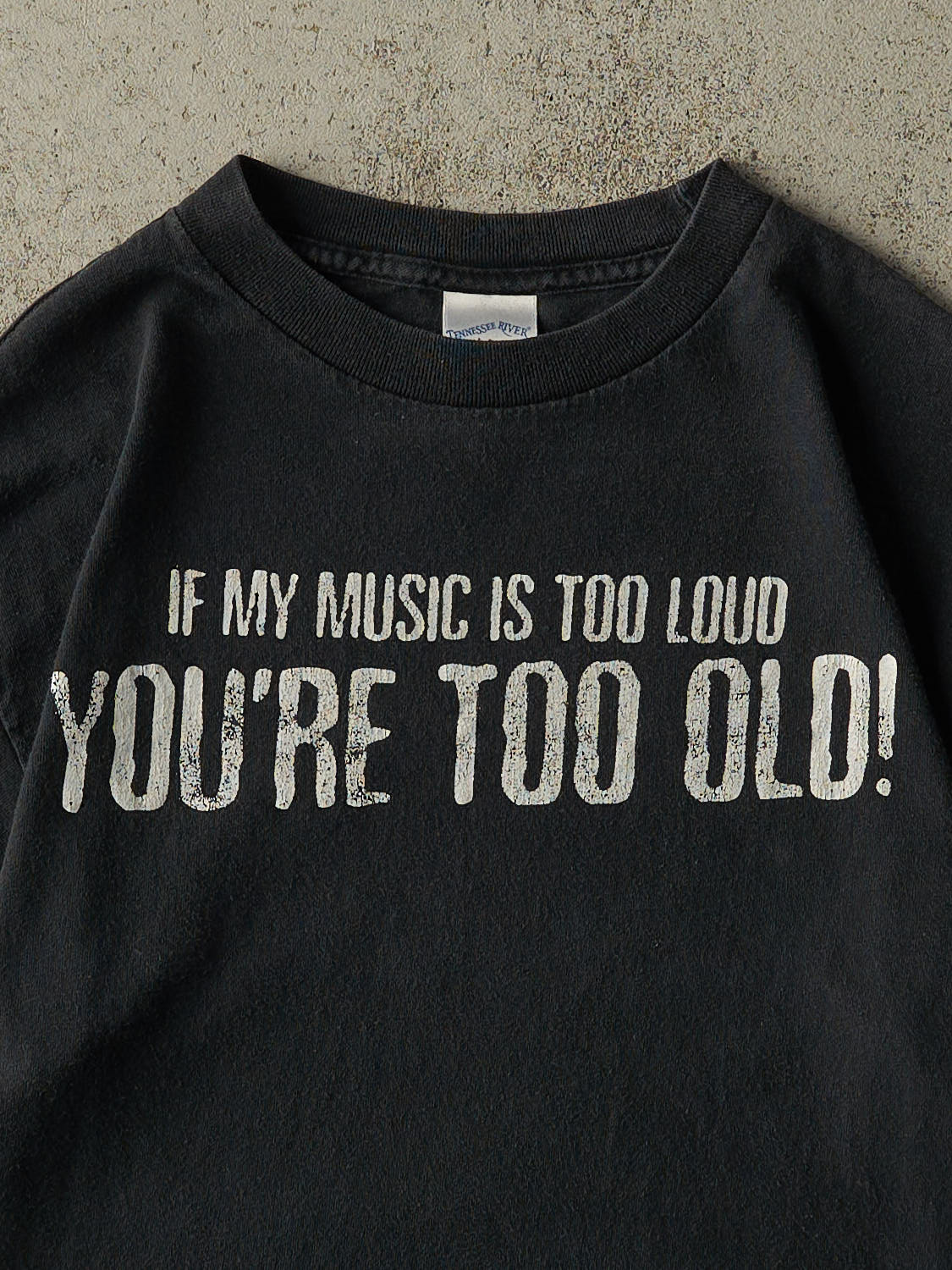 Vintage Y2K Black "If My Music Is Too Loud" Slogan Tee (S) - Image 2