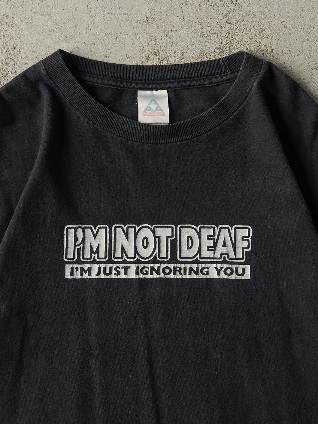 Vintage Y2K Black "I'm Not Deaf" Tee (M) - Image 3