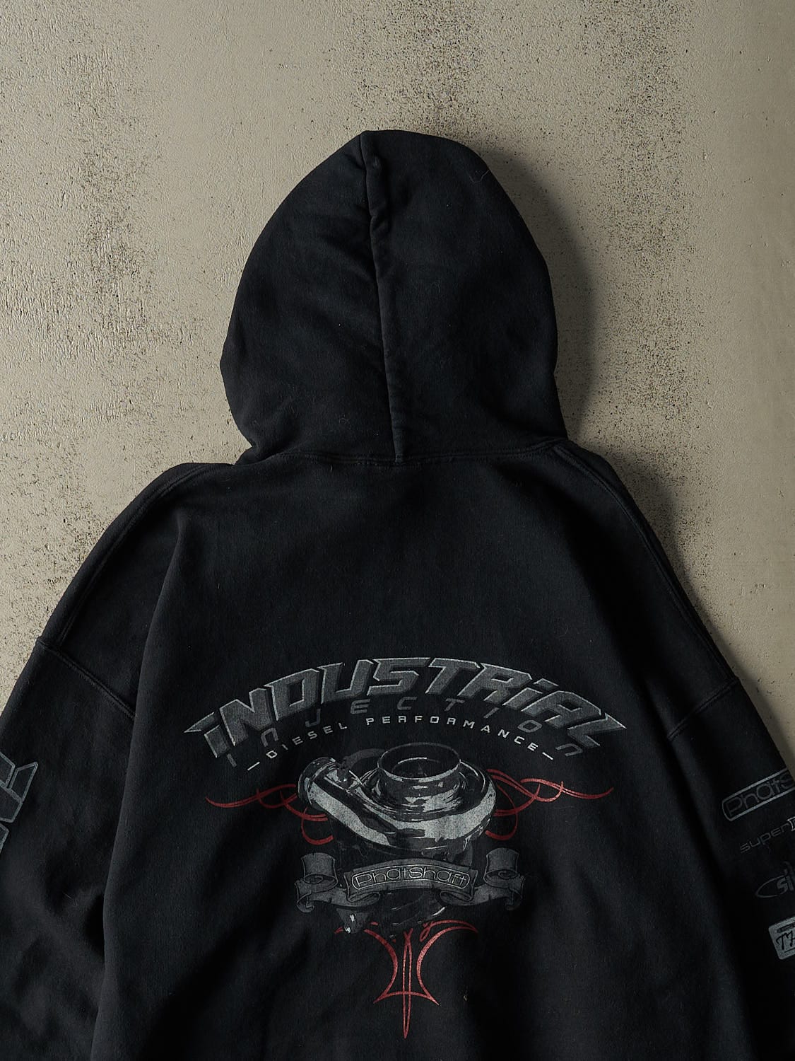 Vintage Y2K Black Industrial Injection Hoodie (L/XL) - Image 4
