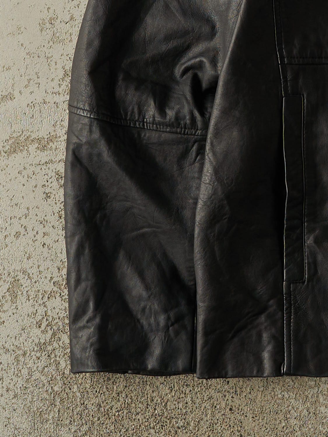 Vintage Y2K Black Leather Biker Style Jacket (M/L) - Image 3