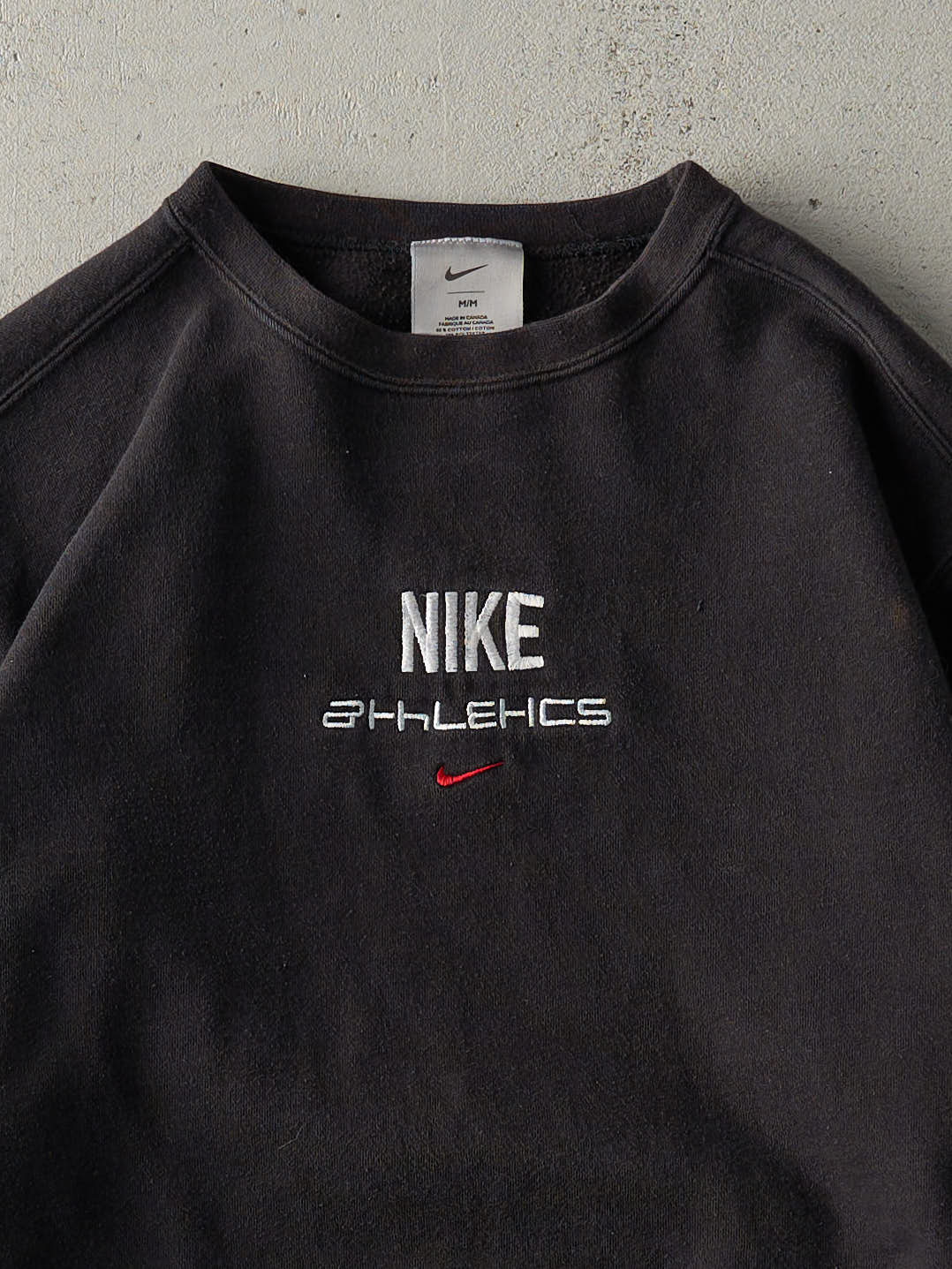 Vintage Y2K Black Nike Athletics Embroidered Crewneck (M) - Image 2