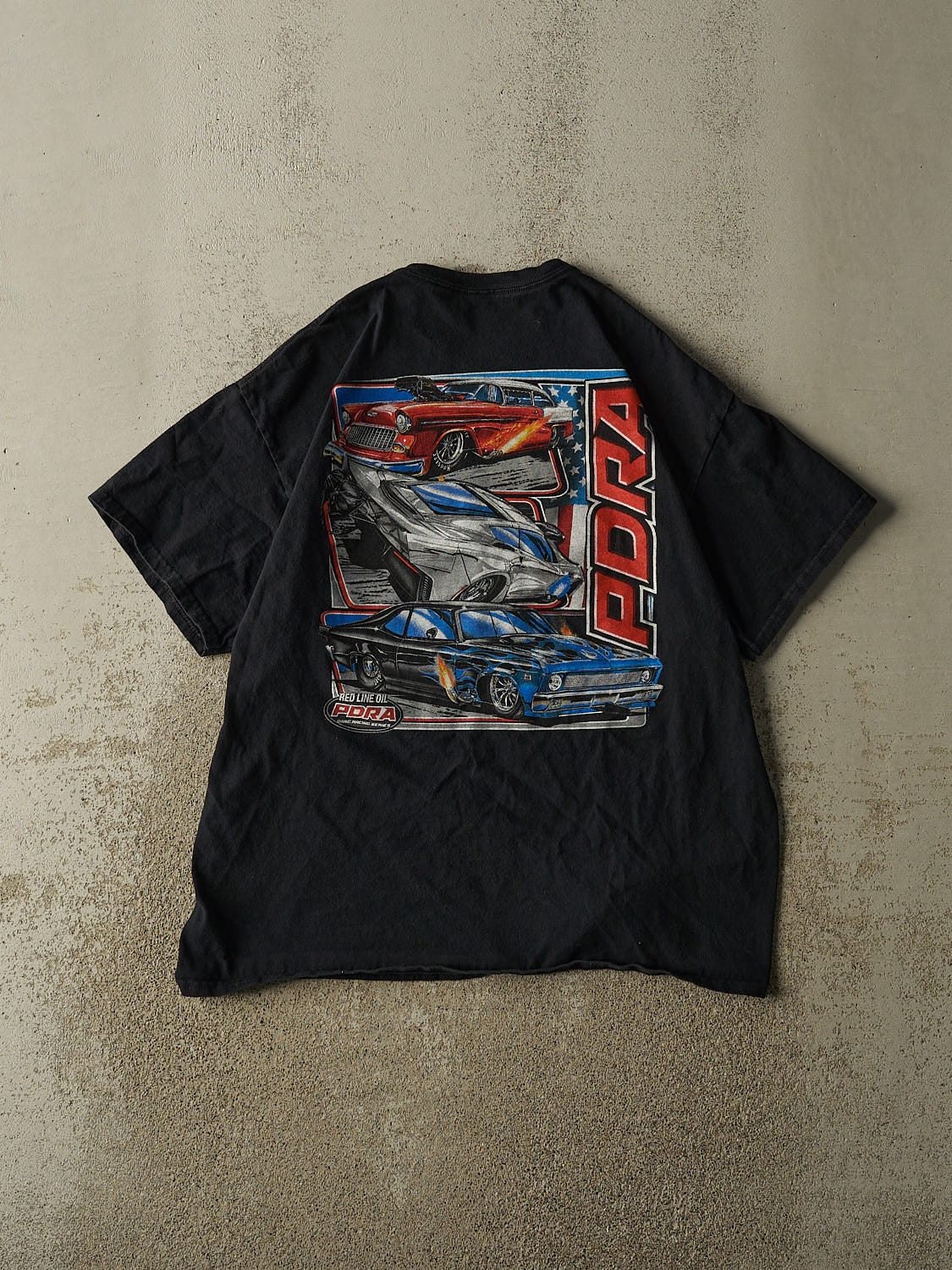 Vintage Y2K Black PDRA Drag Racing Tee (L) - Image 2