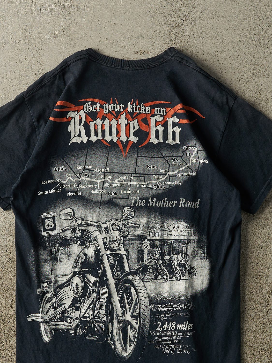 Vintage Y2K Black Route 66 Biker Tee (S/M) - Image 4