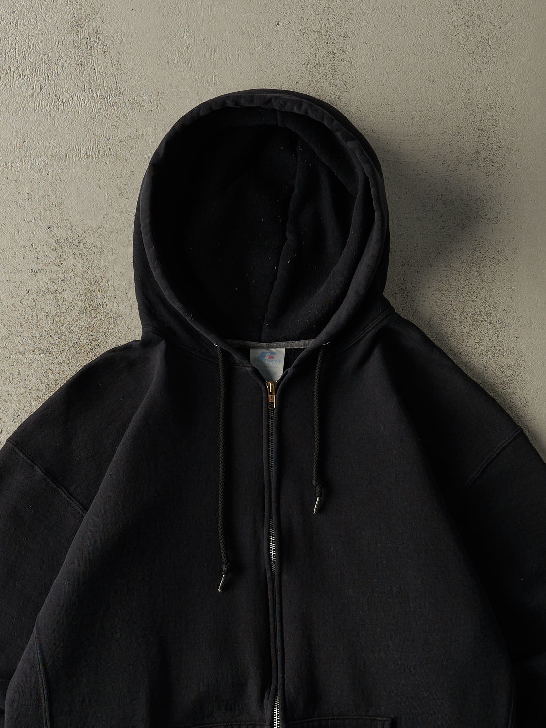 Vintage Y2K Black Russell Athletic Blank Zip Up Hoodie (XL) - Image 2