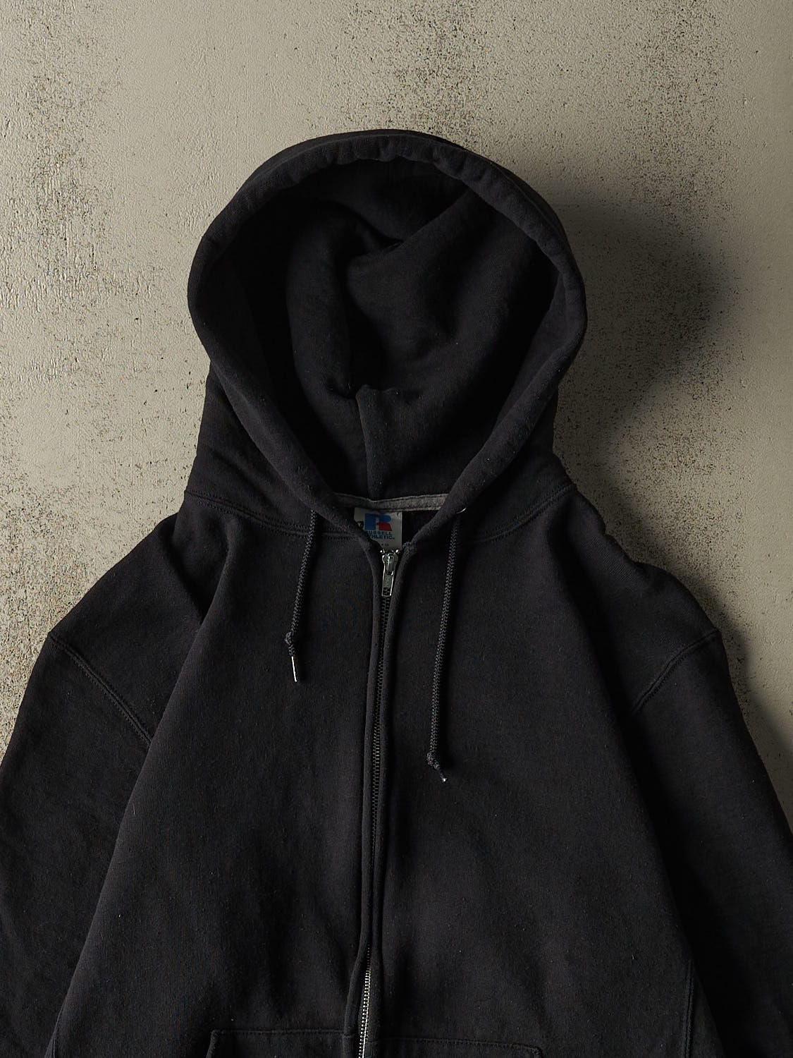Vintage Y2K Black Russell Athletic Zip Up Hoodie (M/L) - Image 2