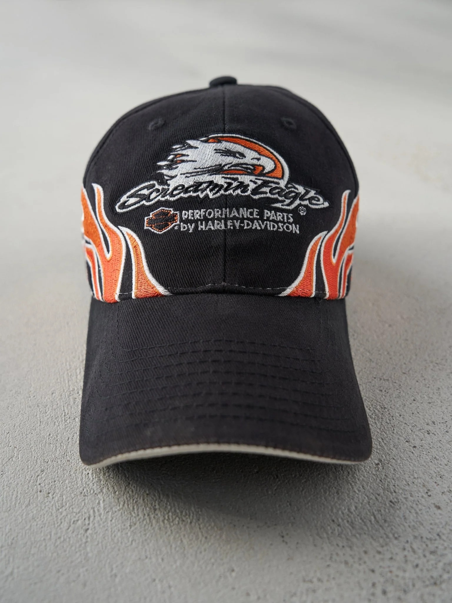 Vintage Y2K Black Screaming Eagle Harley Davidson Strapback Hat
