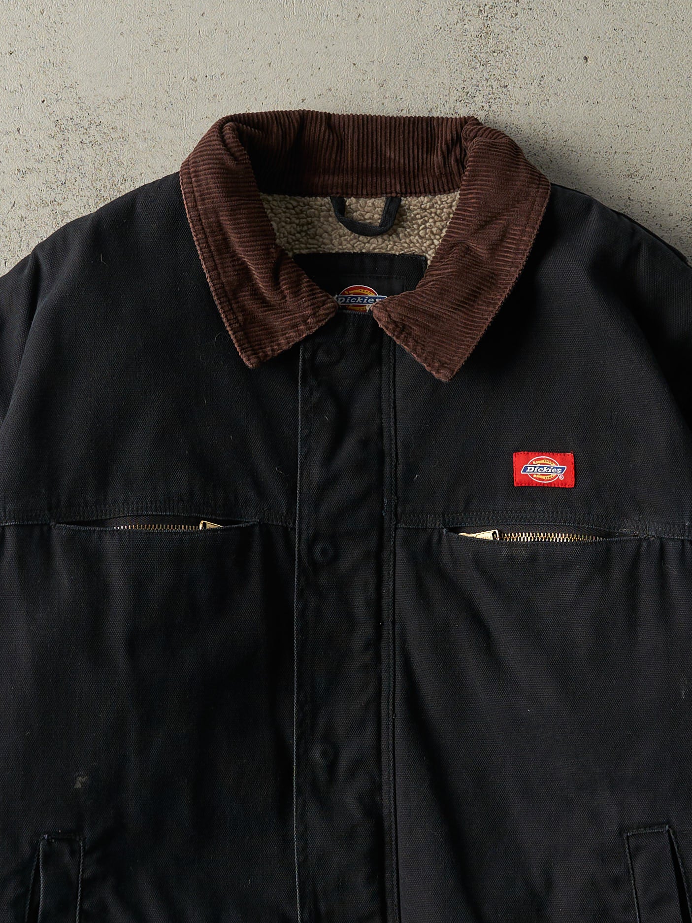 Vintage Y2K Black Sherpa Lined Dickies Work Jacket (XL) - Image 4