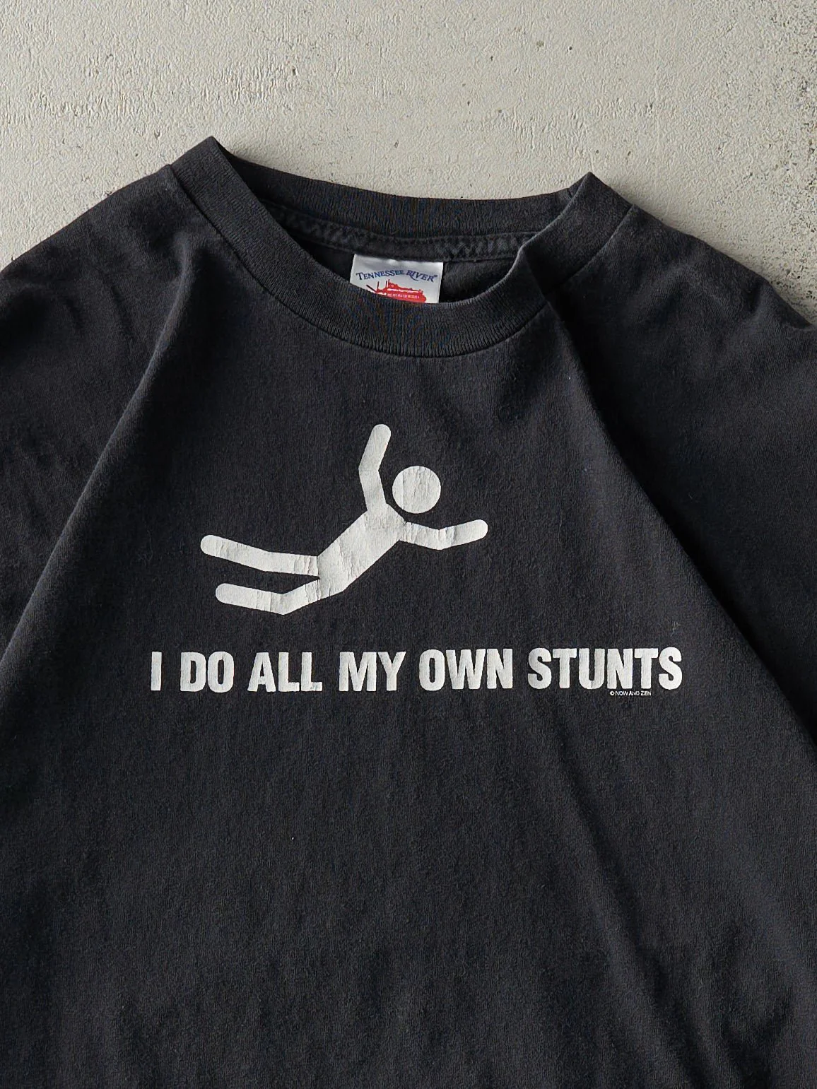 Vintage Y2K Black Stunts Slogan Tee (M) - Image 2