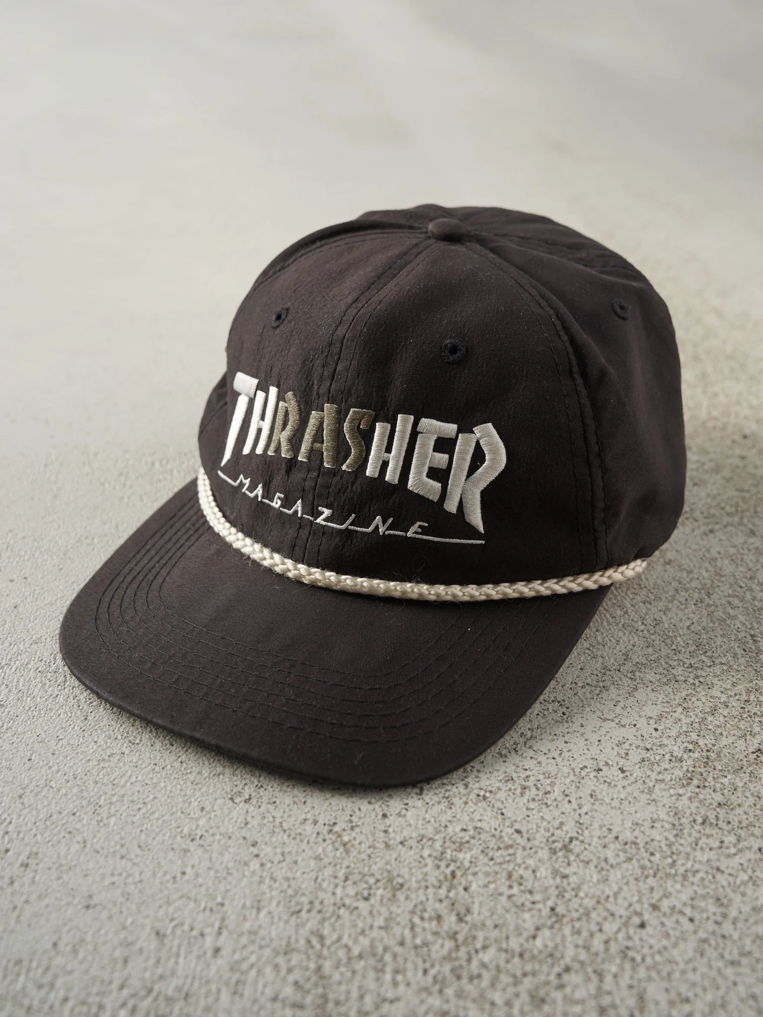 Vintage Y2K Black Thrasher Magazine Embroidered Snap Back Hat - Image 2