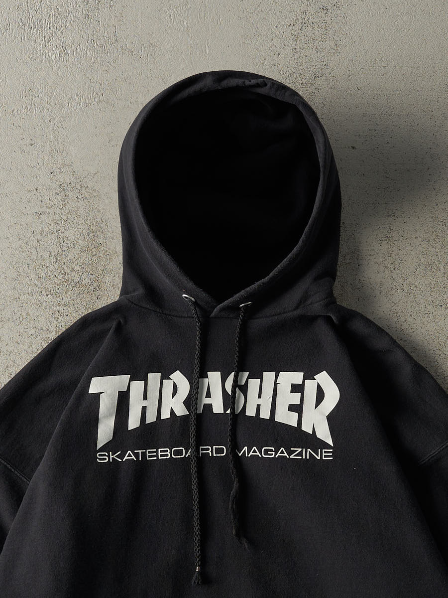 Vintage Y2K Black Thrasher Skateboard Magazine Hoodie (L) - Image 2