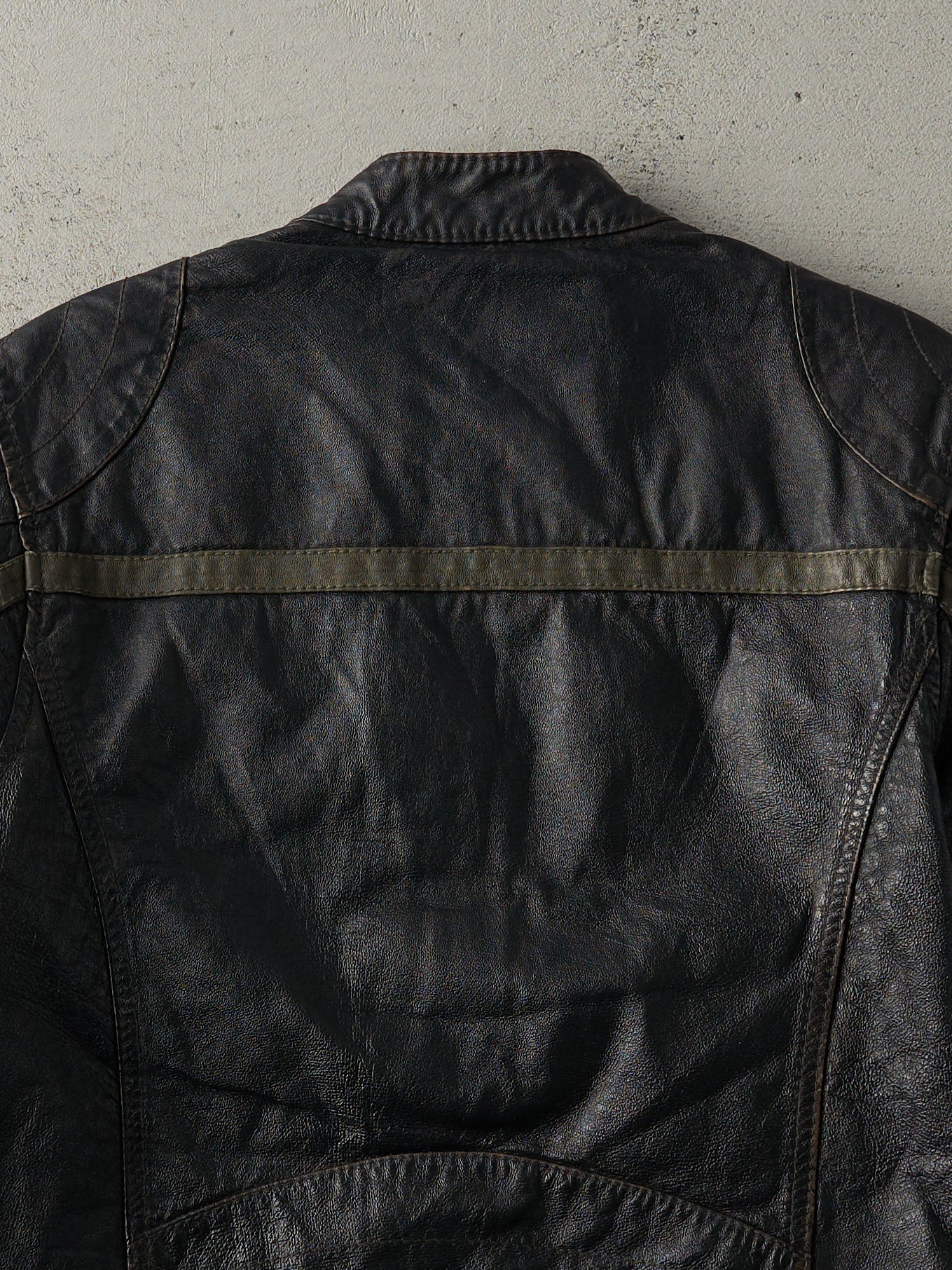 Vintage Y2K Black & Green Wilsons Leather Biker Jacket (XS/S) - Image 5