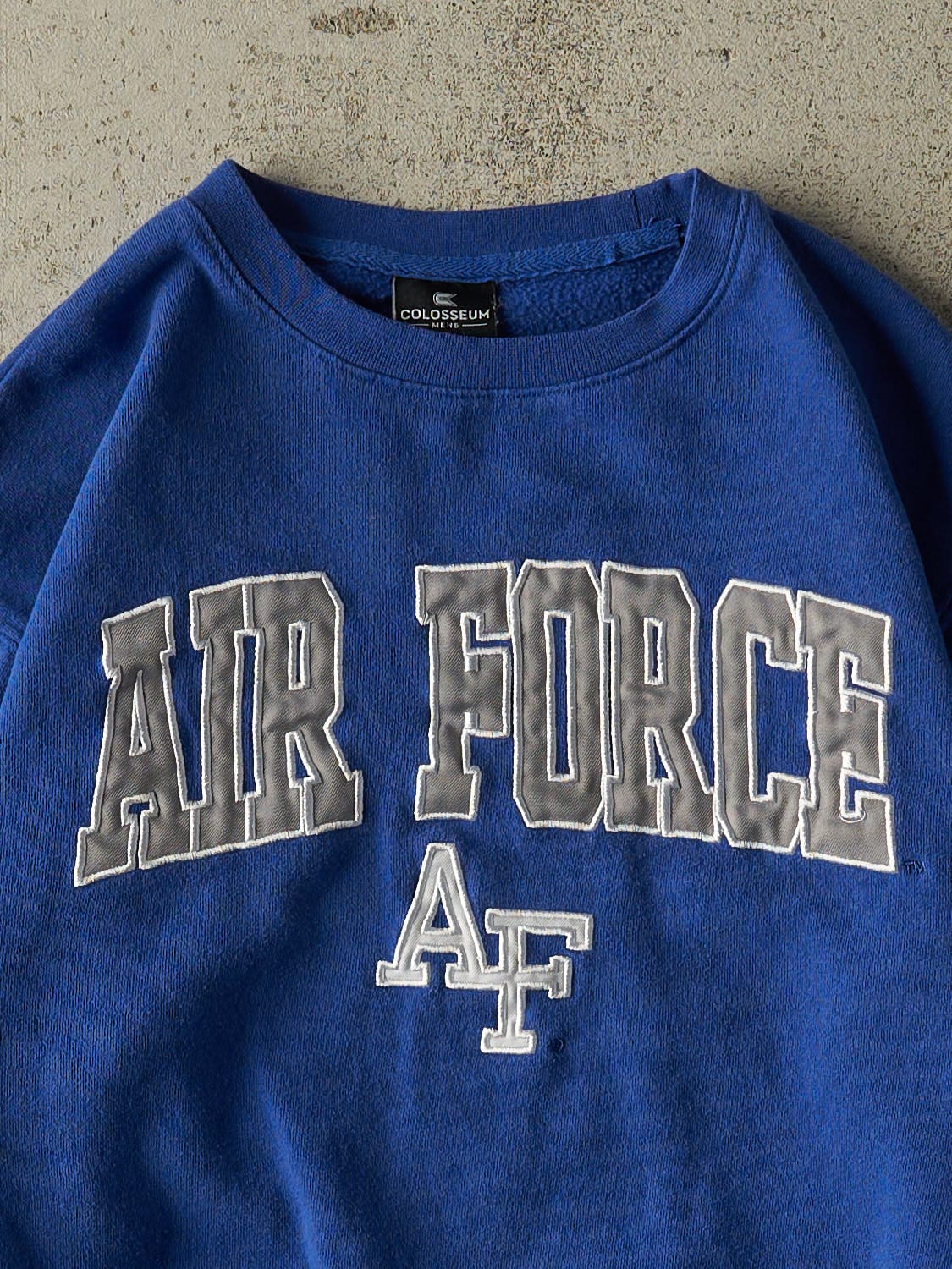 Vintage Y2K Blue Air Force Embroidered Crewneck (S/M) - Image 2
