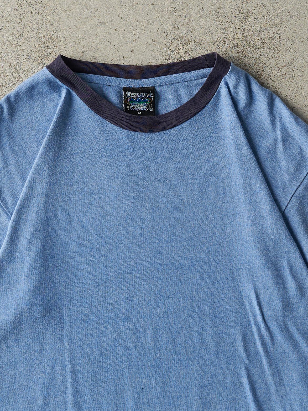 Vintage Y2K Blue Blank Ringer Tee (M) - Image 2