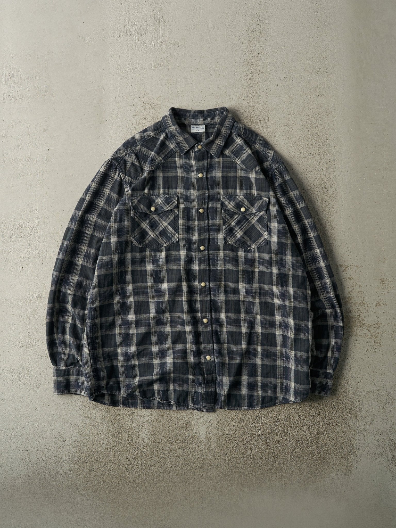 Vintage Y2K Blue & Green Flannel Button Up (M)