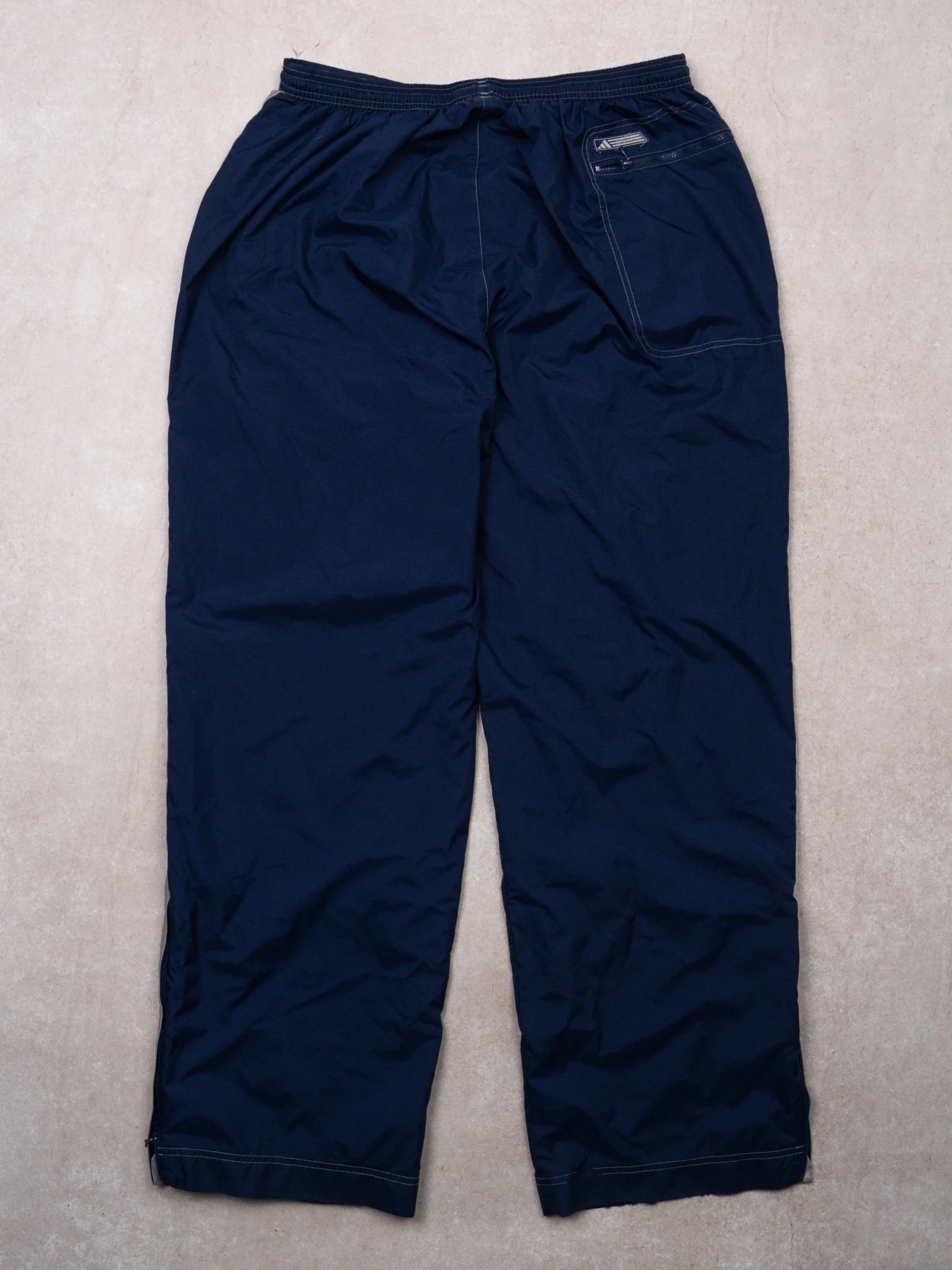 Vintage Y2K Blue + Grey Adidas Windbreaker Pants (38 x 32) - Image 3