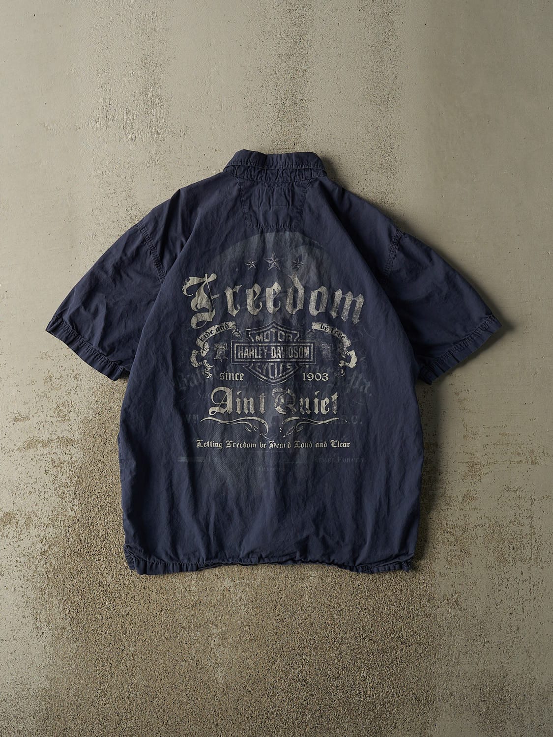 Vintage Y2K Blue Harley Davidson Button Up Tee (L/XL) - Image 2