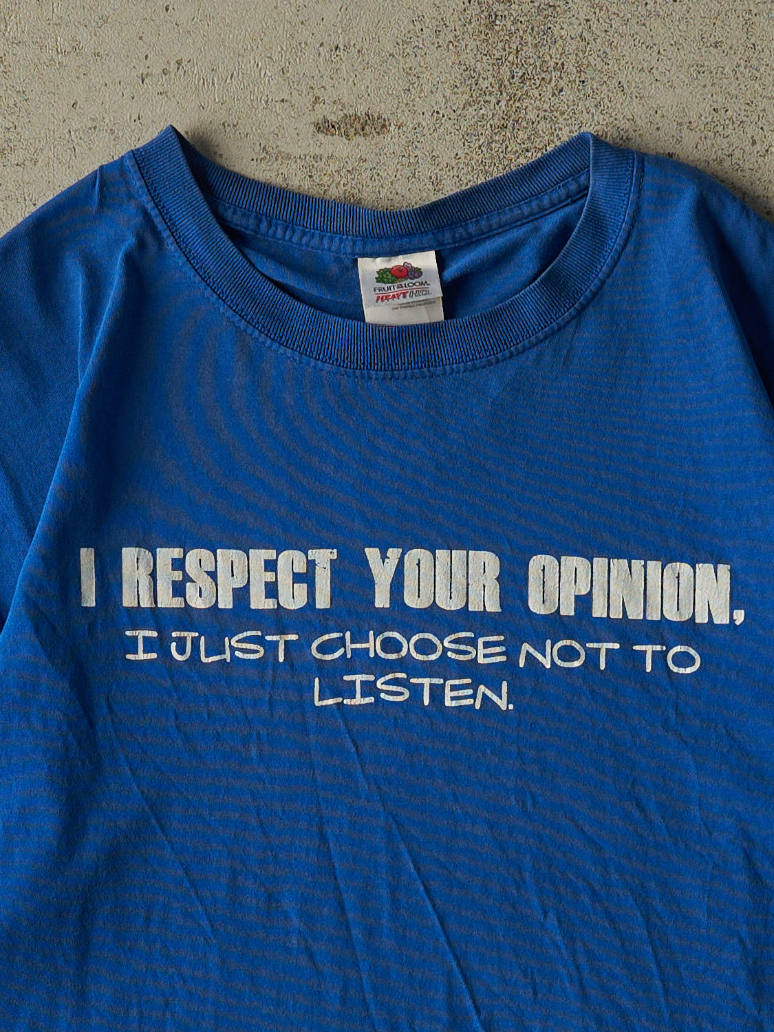 Vintage Y2K Blue "I Respect Your Opinion" Slogan Tee (M/L) - Image 2
