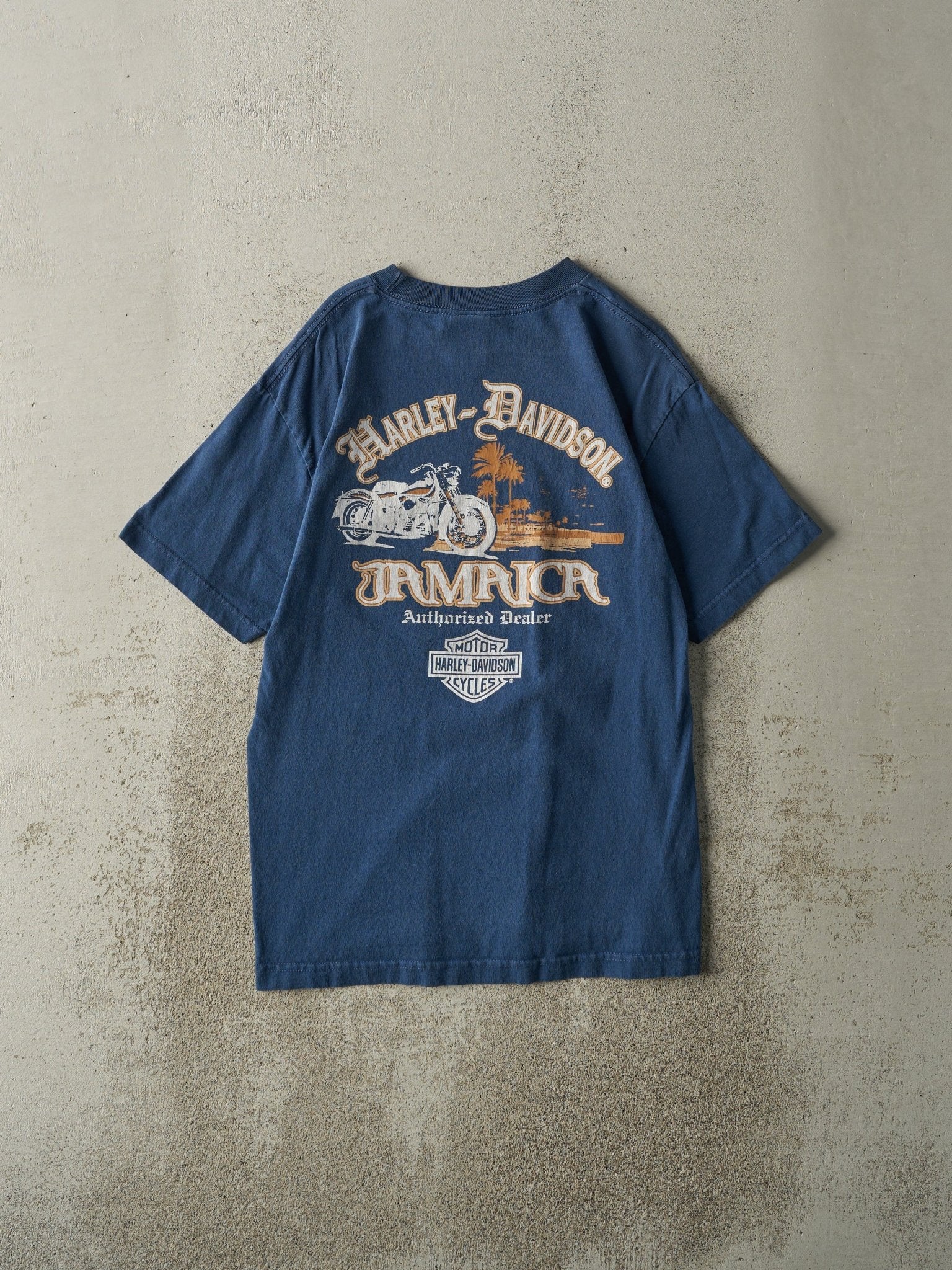 Vintage Y2K Blue Jamaica Harley Davidson Tee (S/M) - Image 2