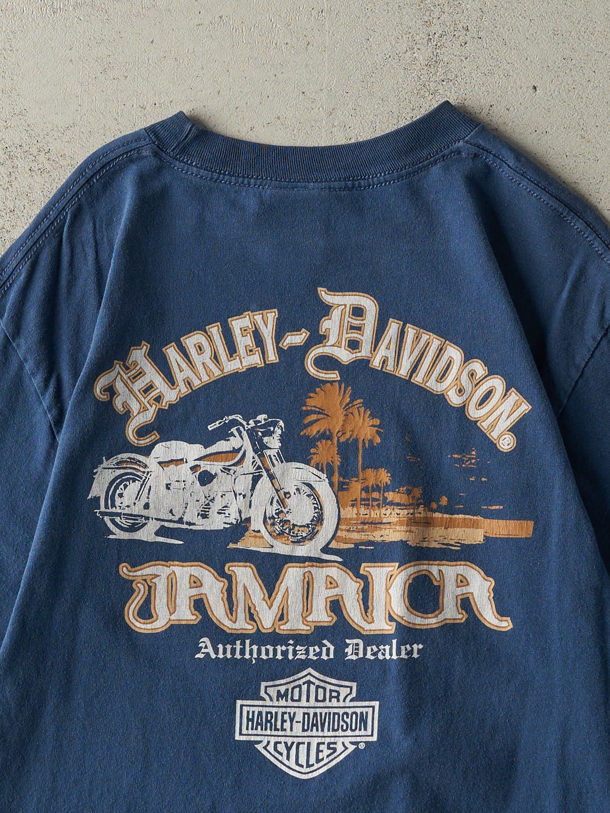 Vintage Y2K Blue Jamaica Harley Davidson Tee (S/M) - Image 4