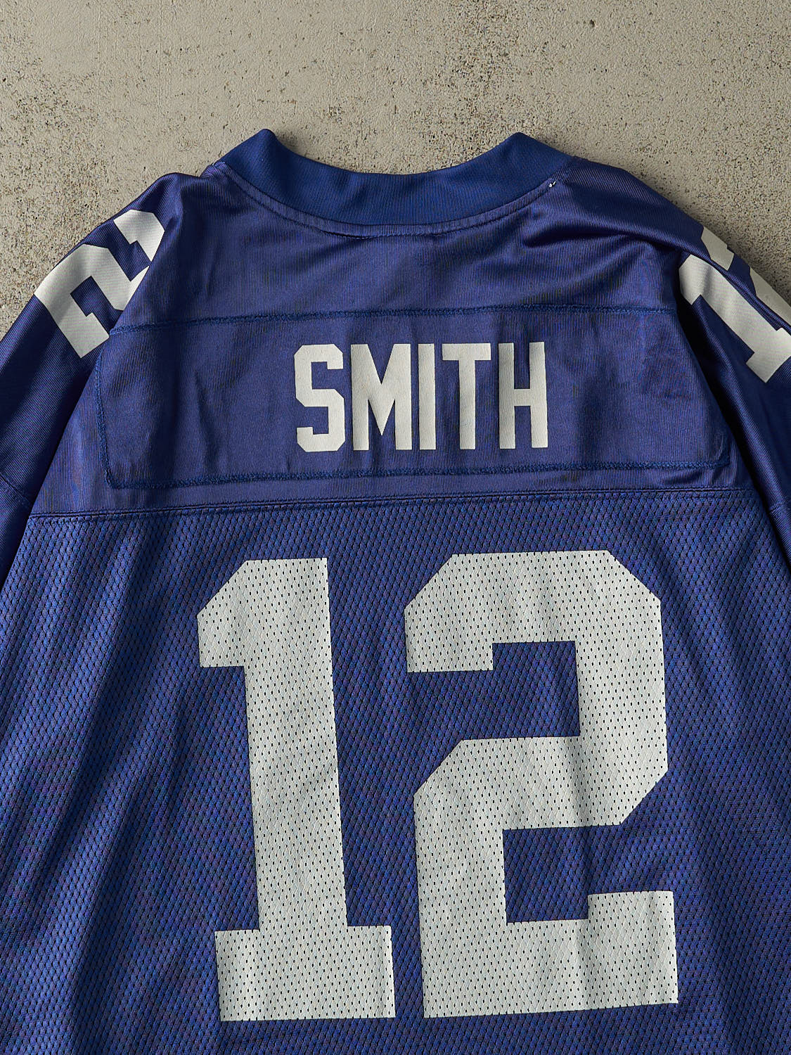 Vintage Y2K Blue New York Giants #12 Steve Smith Cropped Football Jersey (L/XL) - Image 4
