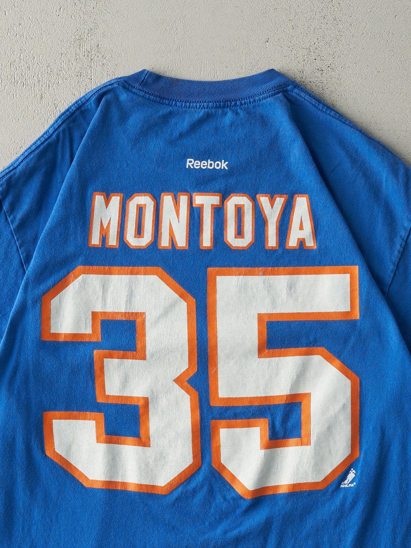 Vintage Y2K Blue New York Islanders #35 Al Montoya Player Tee (L) - Image 4