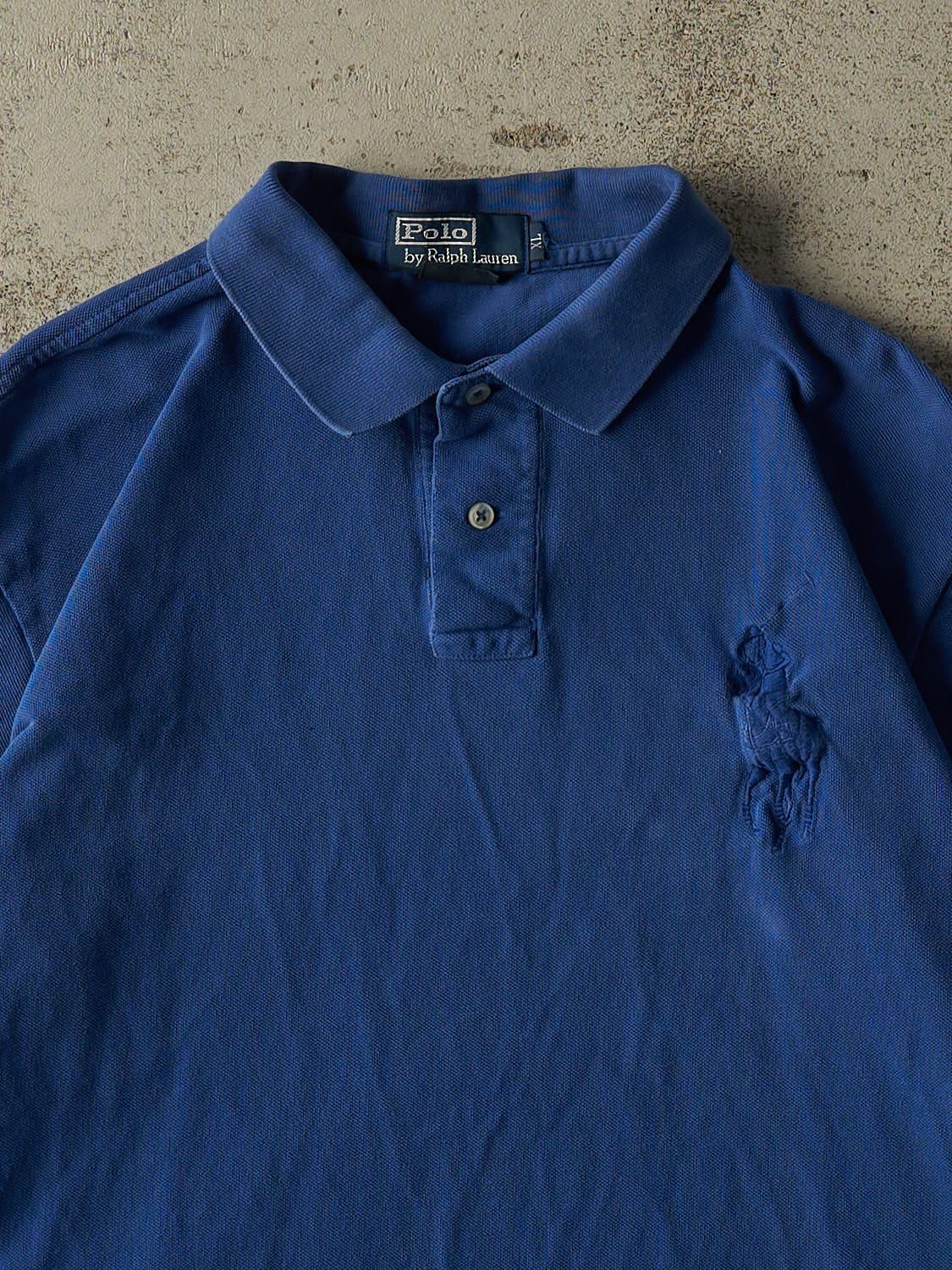 Vintage Y2K Blue Polo Ralph Lauren Quarter Button Tee (M/L) - Image 2