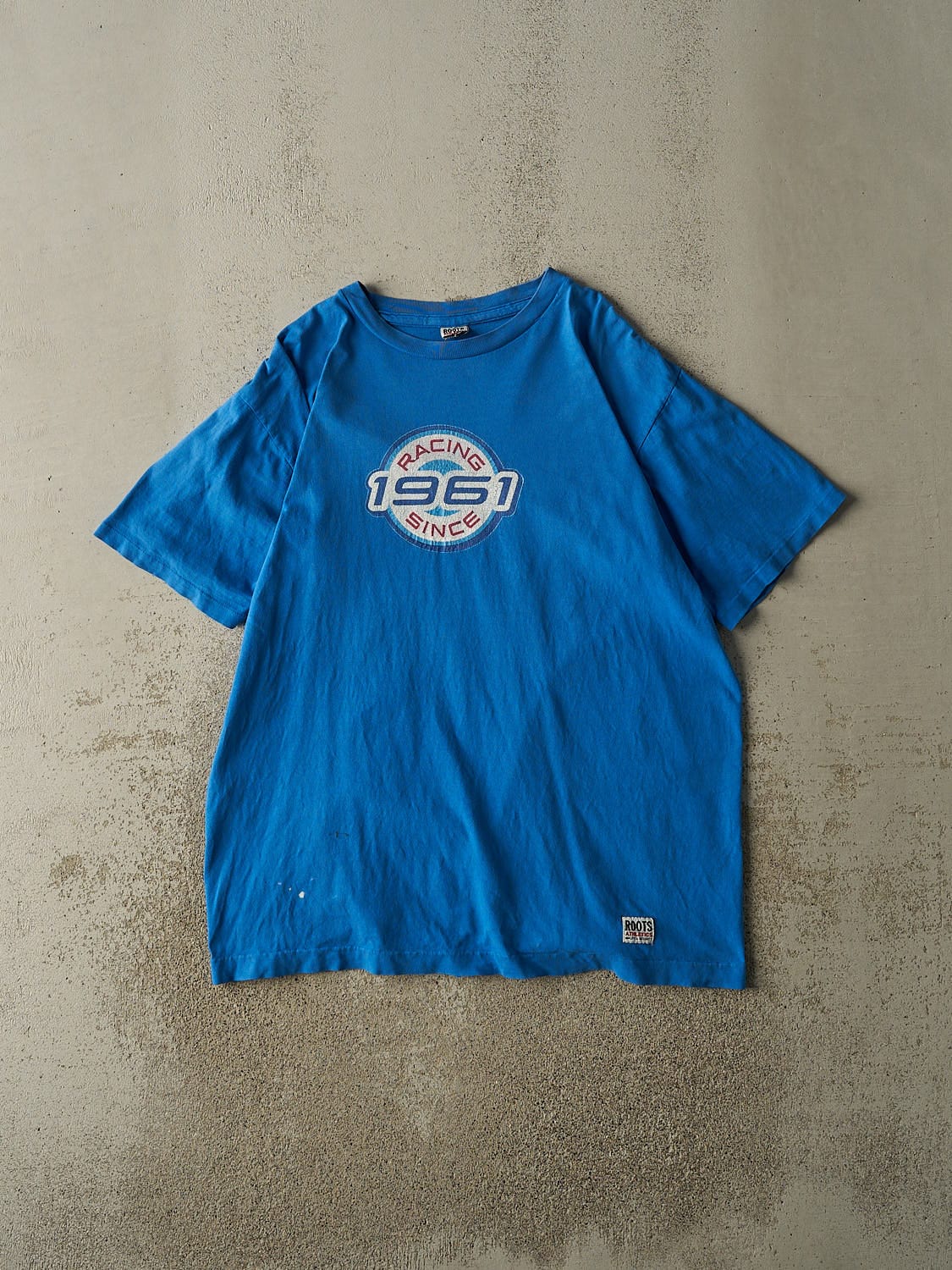 Vintage Y2K Blue Roots Racing Single Stitch Tee (XL)