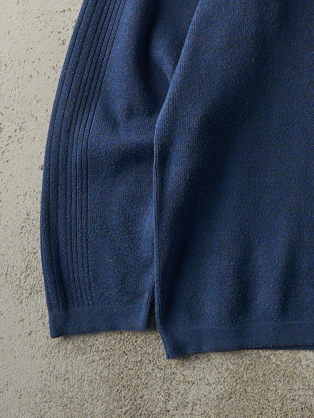 Vintage Y2K Blue Striped Thermal Long Sleeve (L) - Image 3