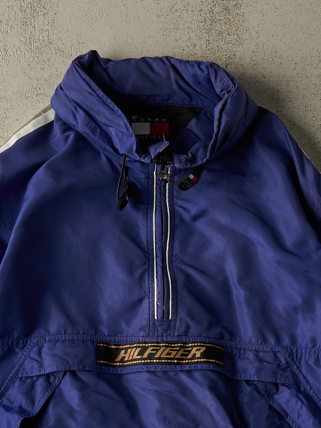 Vintage Y2K Blue Tommy Hilfiger Quarter Zip Windbreaker Jacket (XXL) - Image 2
