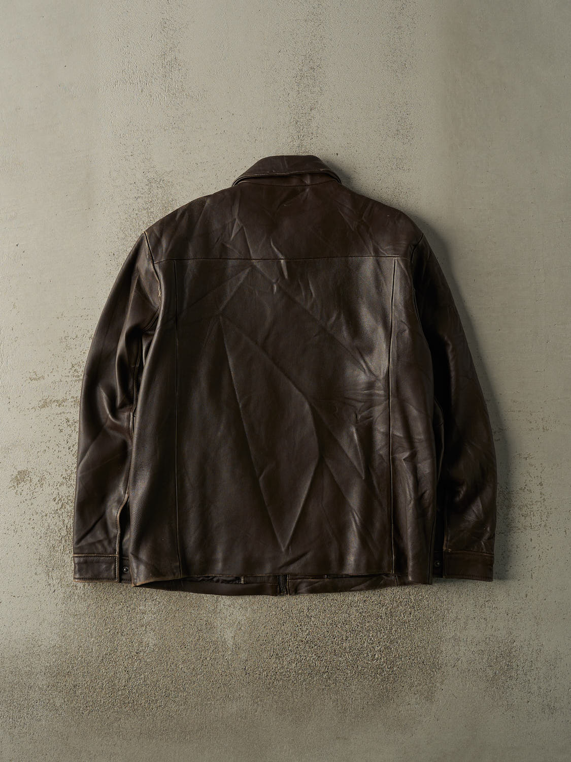 Vintage Y2K Brown Calvin Klein Leather Jacket (L/XL) - Image 2