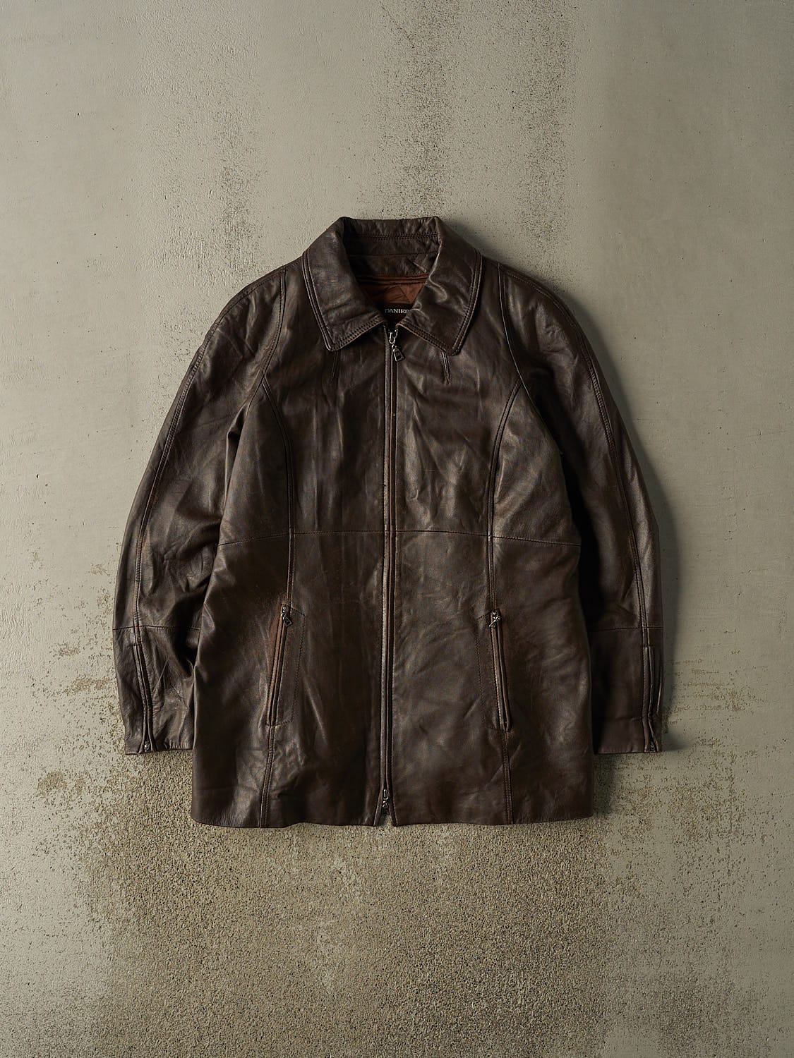 Vintage Y2K Brown Danier Leather Trench Jacket (M/L)
