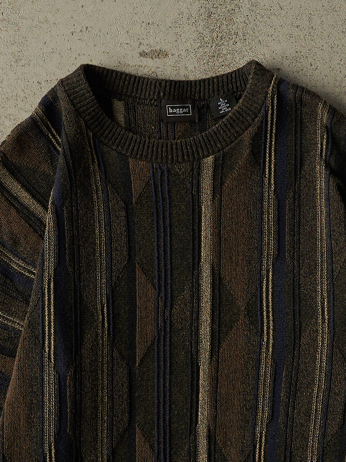 Vintage Y2K Brown Haggar Patterned Knit (M/L) - Image 2