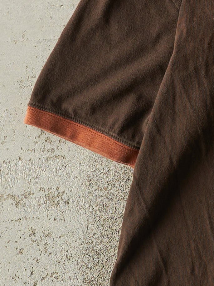 Vintage Y2K Brown & Orange Quicksilver Ringer Tee (S) - Image 3