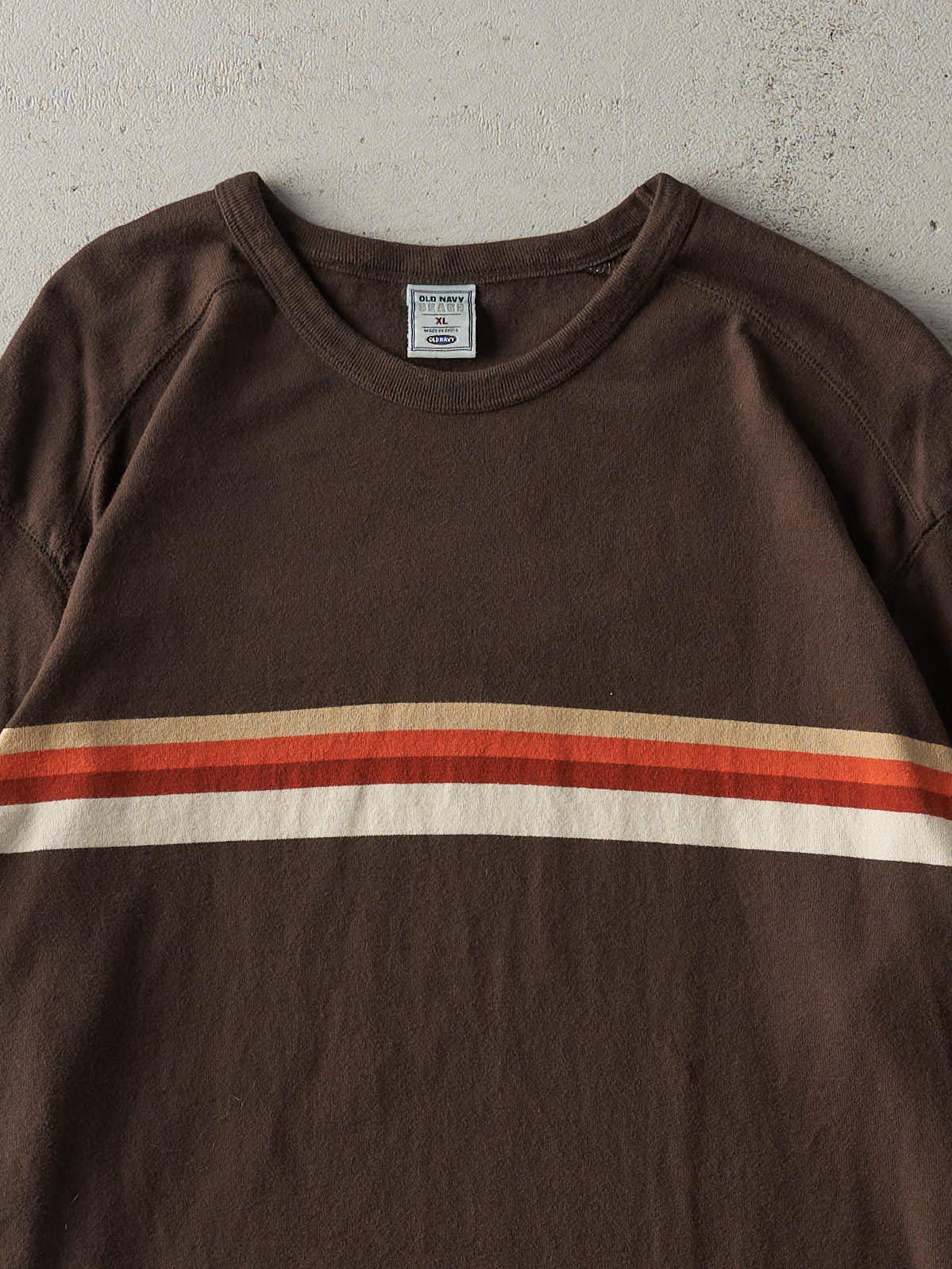 Vintage Y2K Brown Striped Long Sleeve (L) - Image 2