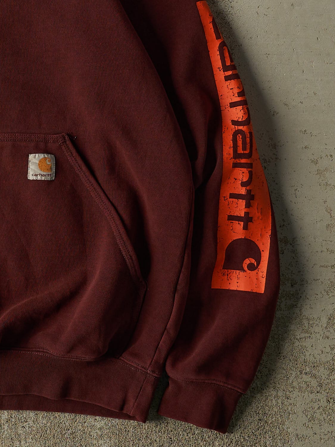 Vintage Y2K Burgundy Carhartt Hoodie (M) - Image 3