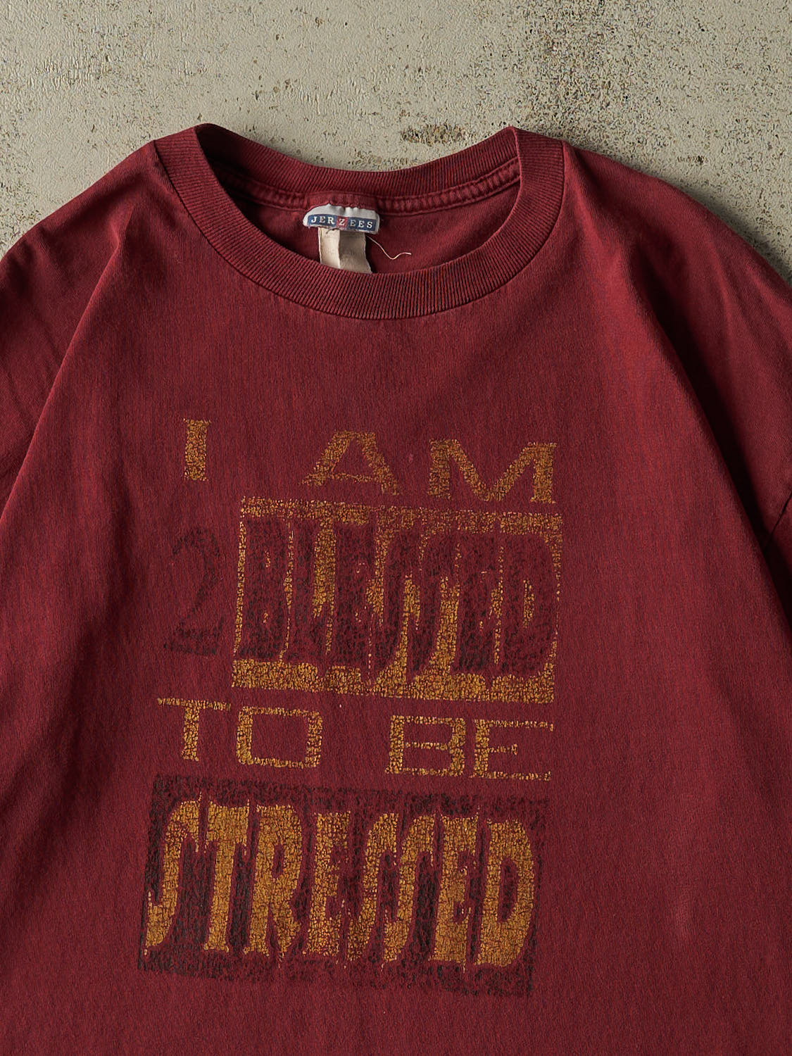 Vintage Y2K Burgundy "I Am 2 Blessed To Be Stressed" Tee (XL/XXL) - Image 2