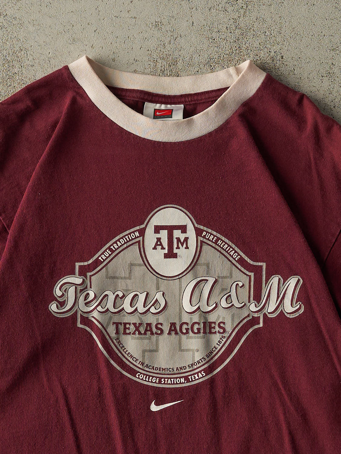 Vintage Y2K Burgundy Texas A&M Aggies Ringer Tee (L) - Image 2