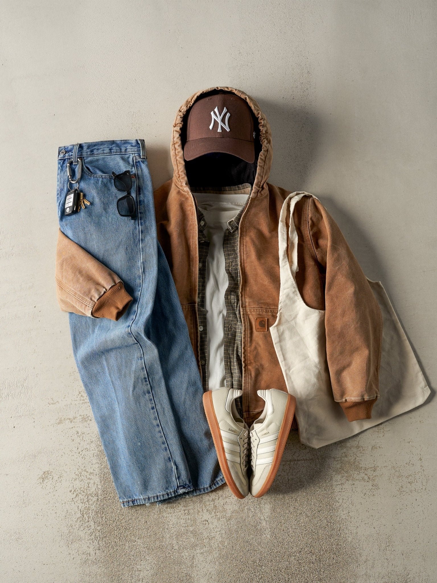 Vintage Y2K Camel Brown Carhartt L Pocket Hooded Fleece Lined Jacket (S) - Image 2