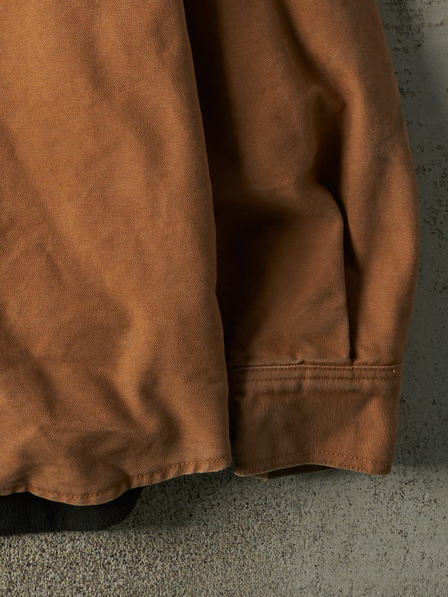 Vintage Y2K Camel Fleece Lined Button Up Jacket (XXL) - Image 3
