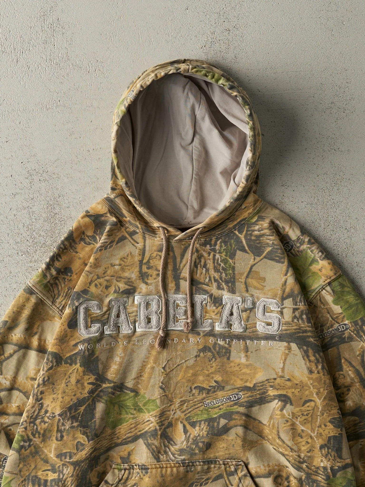 Vintage Y2K Camo Embroidered Cabelas x Seclusion 3D Camo Hoodie (L) - Image 2